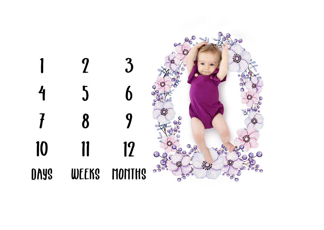 Sød baby baby milepæl tæppe foto fotografering prop til bebe dreng pige baggrund klud kalender klapvogn dækning skyder klud: B
