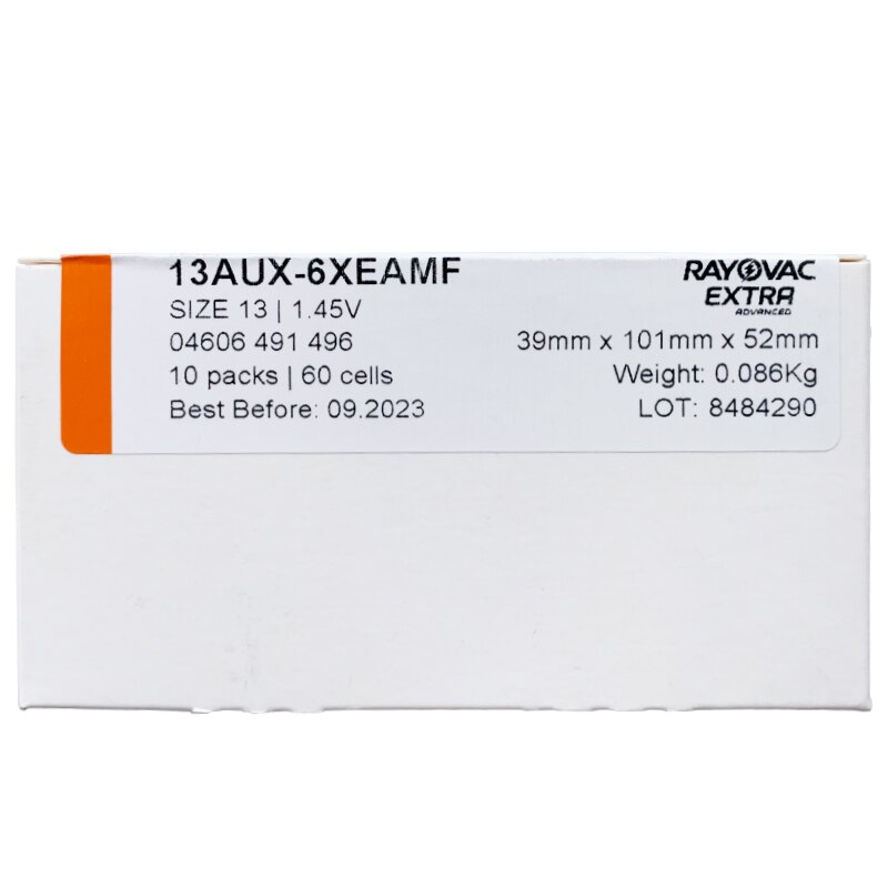 60 Pcs Rayovac Extra Hoortoestel Batterijen. Zink Air 13/P13/PR48 Batterij Voor Aho Hoge Prestaties Hoortoestellen