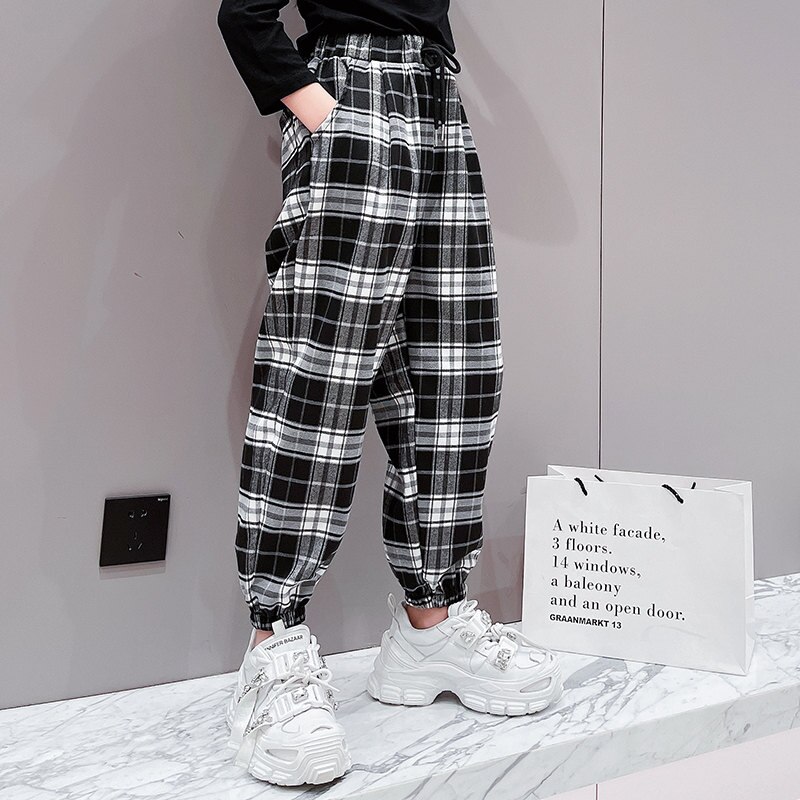 Pantalones a cuadros para niños y niñas, ropa de estilo informal, chándal deportivo para escuela, 6, 8, 10, 12 y 14 años, primavera y otoño