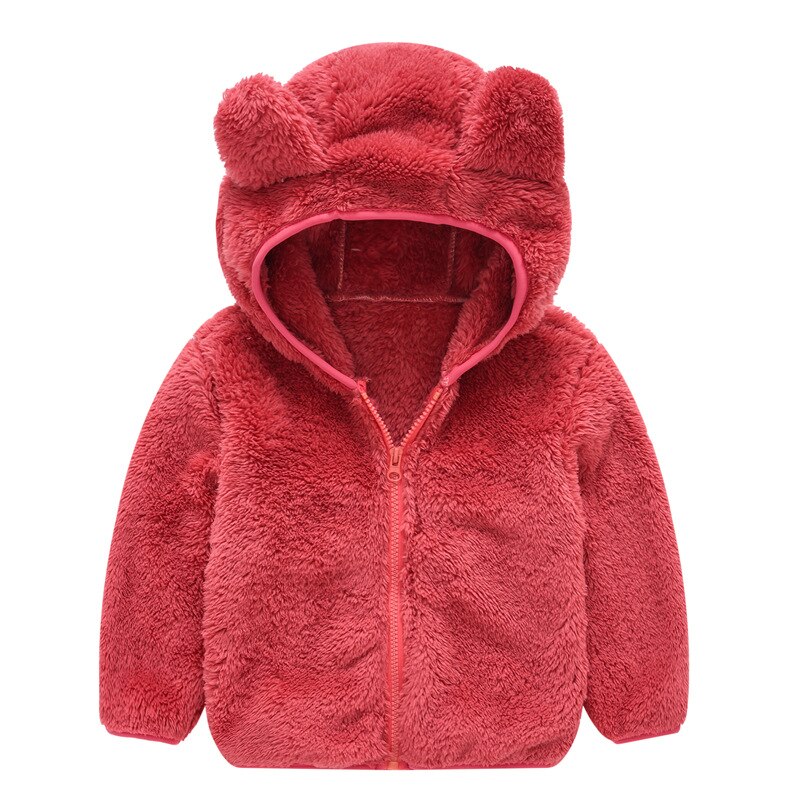 Baby Winter Jas Kleding Met Leuke Oor Baby Jongens Meisjes Lange Mouwen Rits Jas Effen Katoen Hooded Warme Jas pluche Uitloper