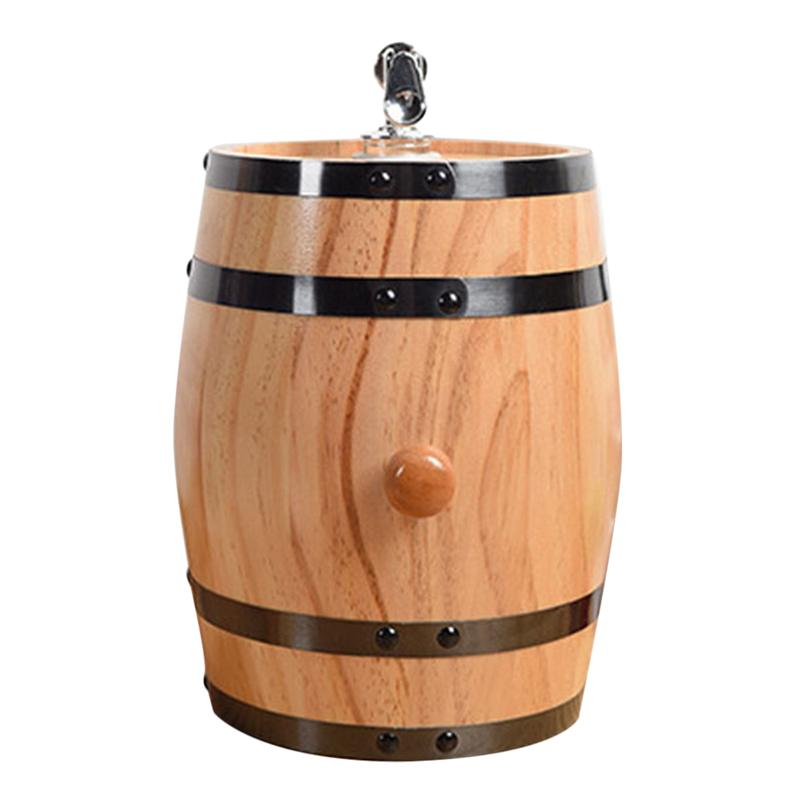 1pc Red Wine Barrel Set Wine Cellar Pub Bar Beer Storage Bucket Catering Wooden Barrel Decor Barbecue Self-Service Beer Barrel