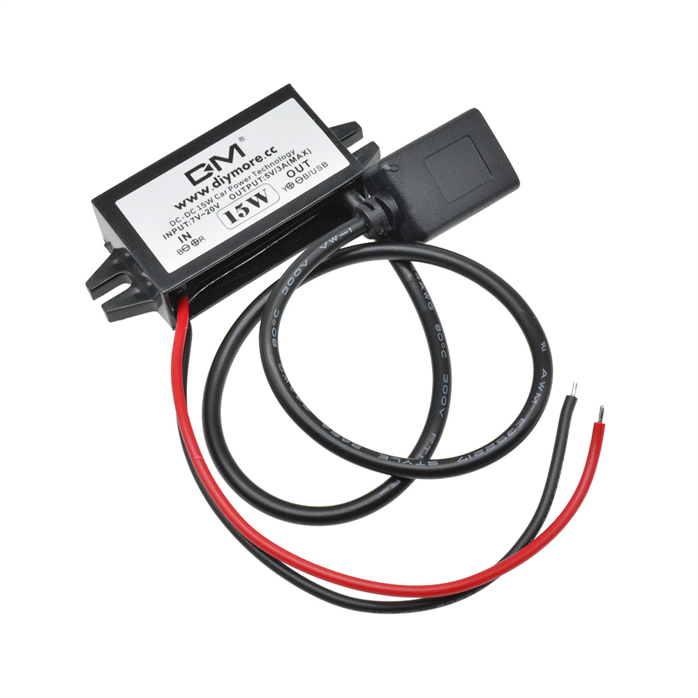 Convertor auto dc -dc 12v to 5v 3a 15w , sursă de alimentare buck, adaptor micro usb mascul/femelă, protecție auto: Aur