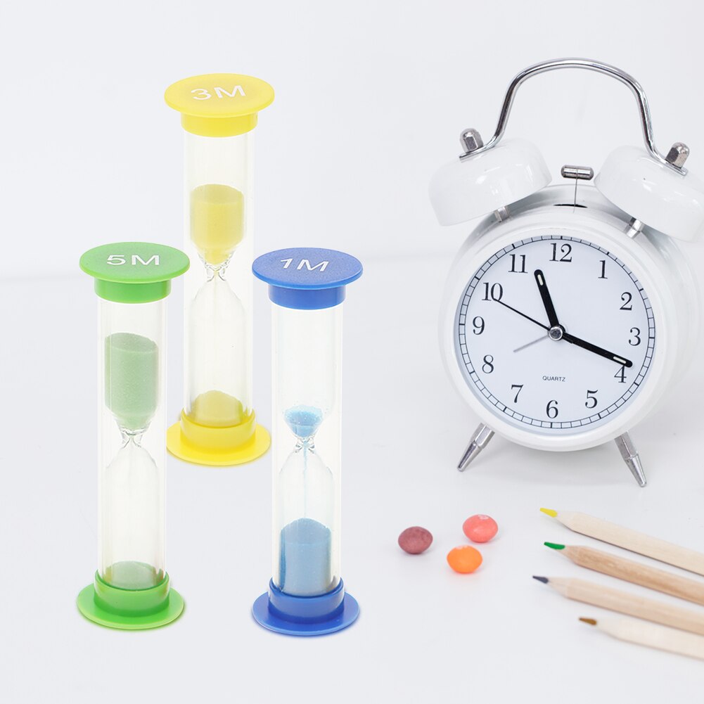 3pcs Classroom Game Sand Clock Timer 1/3/5 Minutes Hourglass Sandglass Toothbrush Swivel Sand Timer Shower Timer