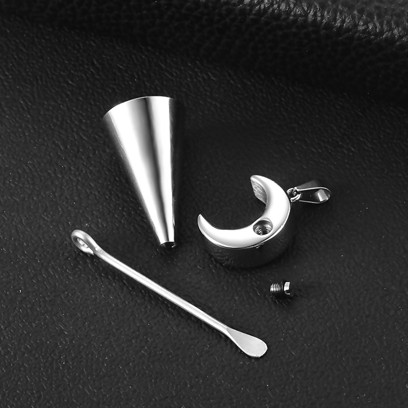 Gladde maan urn kettingen houden menselijke huisdier as roestvrij staal gedenkteken hanger voor vrouwen mannen crematie sieraden