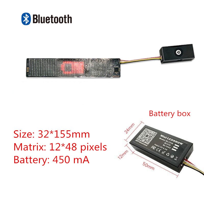 Tela matriz de exibição de pixel 16*32 do módulo led flexível bluetooth diy para led chapéu de sol saco de camiseta led máscara facial exibir texto de rolagem: Vermelho
