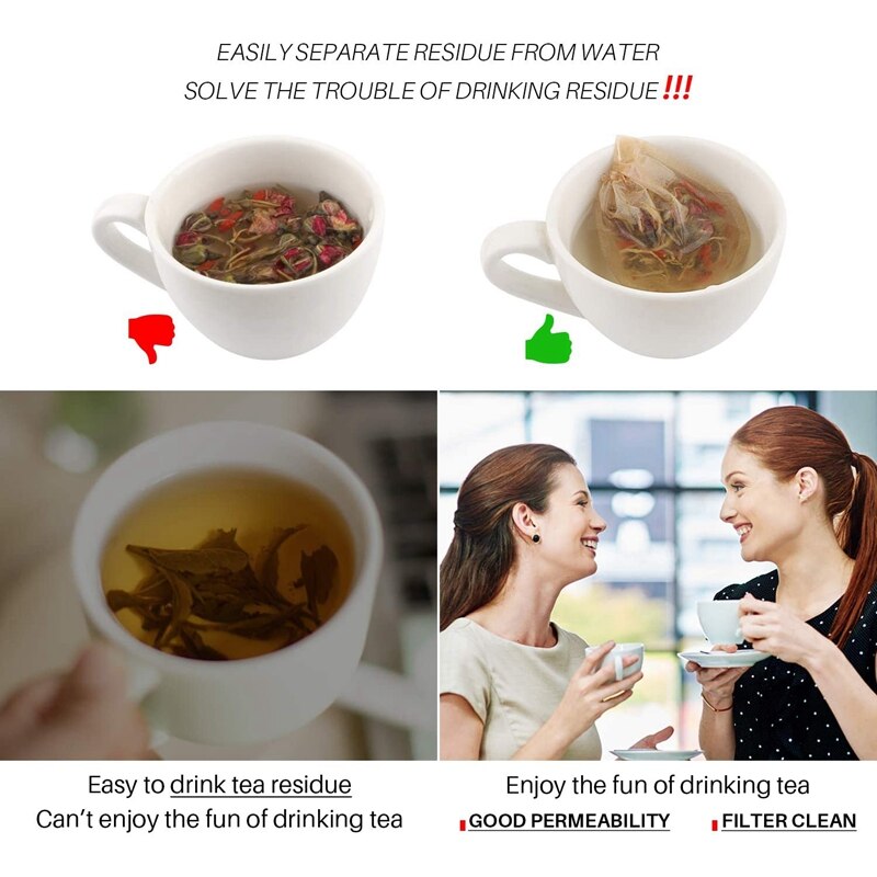 Tea Bags,300 Pcs Disposable Empty Tea Bags Drawstring Tea Bags Natural Materials Tea Bags Suitable for Pine Leaf Tea