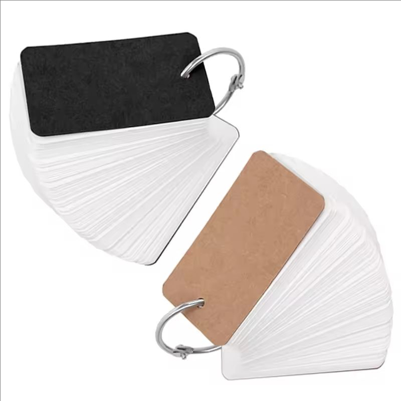 Tarjetas didácticas en blanco de papel Kraft con anillos de carpeta, libretas en espiral, Mini cuadernos, tarjetas de estudio, libro de papelería Kawaii, 400/100 hojas: Morado