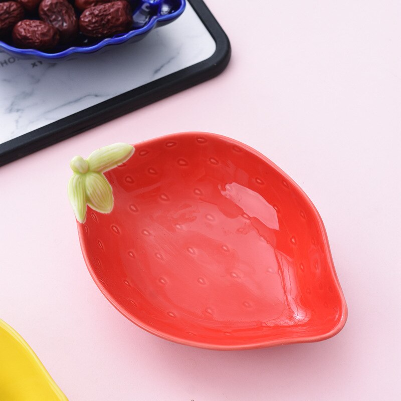 Ceramic Huge Avocado Strawberry Fruit Shape Salad Plate Snack Tray Bowl Dish Blueberry Lemon Dessert Plates Tableware Supplies