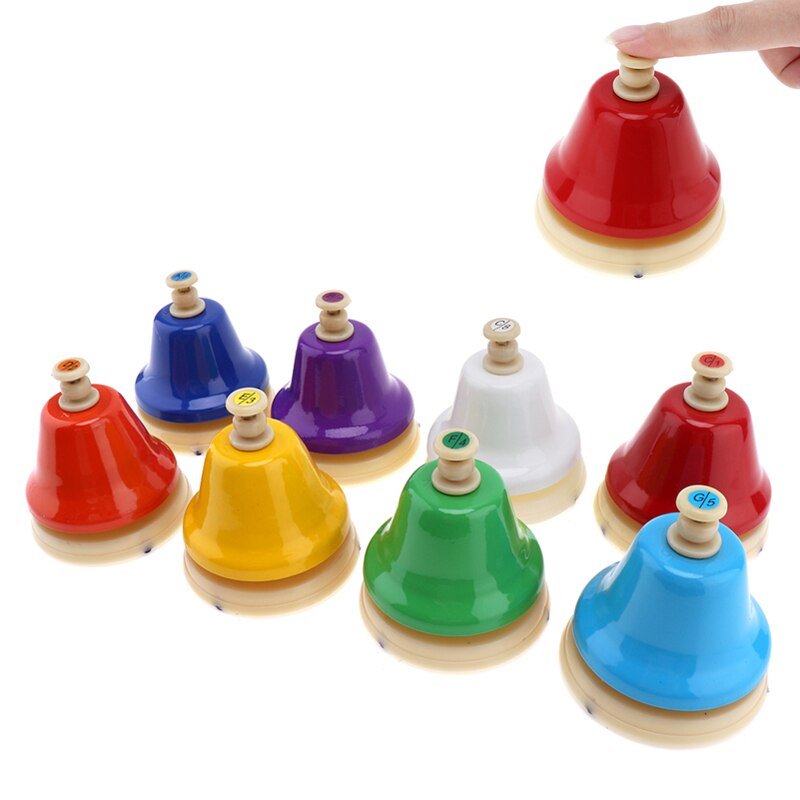 8 Notes Colorful Hand Bell Set Musical Instrument Musical Toy Beautiful Christmas for Children Baby Early Education