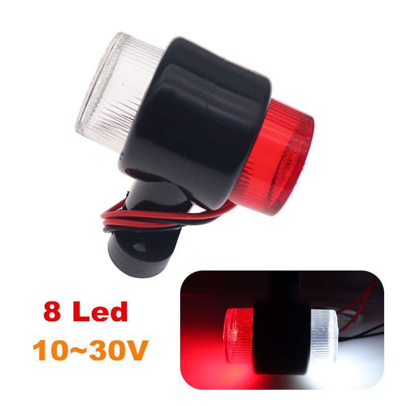10-30v bil 8 led rød &amp; hvide dobbelte sidemarkeringslygter, blinklys, advarselslampe for frigang til påhængsvogn rv lastbil