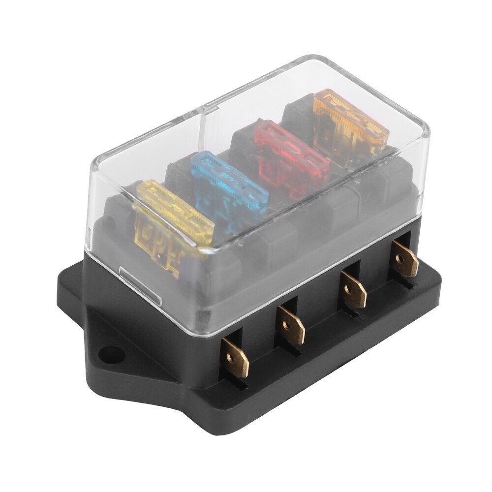 1pcs 4 Way Fuse Box DC 12V 24V 40A Circuit Car Trailer Auto Blade Fuse Box Block Holder ATC ATO Fuse Holder with 4 Fuse: Default Title