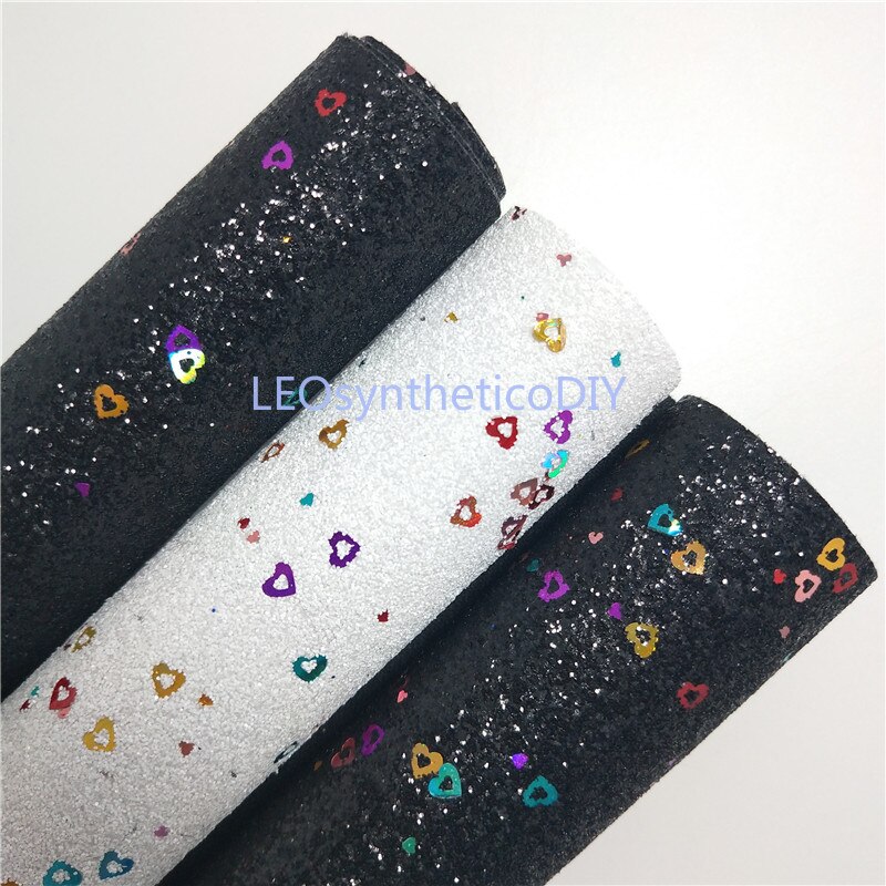 1pc 21 x 29cm glitterstof, glitterleer met hartjes, glitterleervellen voor het maken van strikken leosyntheticodiy  t298c