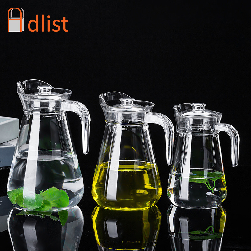 1L/1.5L/2L Plastic Acrylic Decanter Juices Kettle Transparent Water Jar Beverage Bottle Container Cold Milk Drinkware Bar Tool