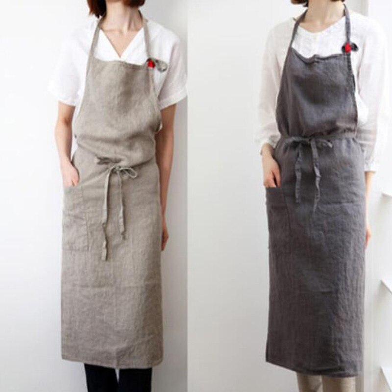 INS Japanese Linen Cotton Lace-up Apron Dress Art Men And Women Work Apron 100*100cm Sleeveless Apron Home