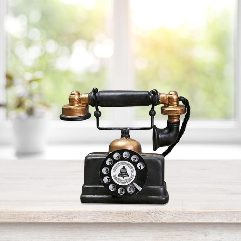 Vintage stil kunstig telefon model retro harpiks boligindretning ornament håndværk klassiske farver og enkel holdbar