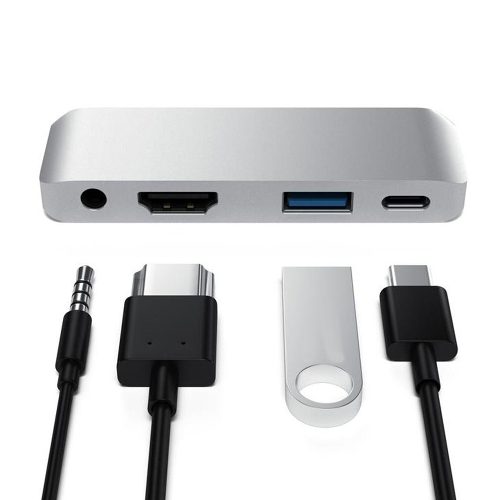 Usb C Hub Adapter Met Usb-C Type C Pd Opladen 4K Hdmi Usb 3.0 3.5Mm Hoofdtelefoon verlengen Dock Hub Docking Station