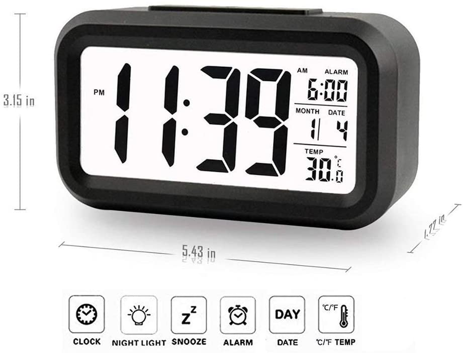 Battery Operated Long Battery Life Alarm Clock Digital Alarm Clock Backlight Snooze Function Large Digit Display