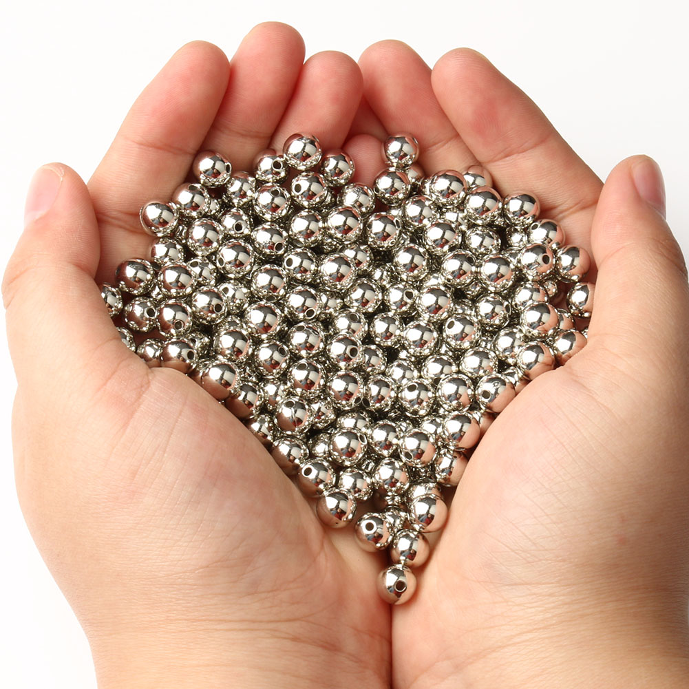 3/4/6/8/10/12mm Ronde Spacer Kralen CCB Goud Zilver Kleur Gladde losse Bal Kralen voor Armband DIY Sieraden Maken Accessoires: Black / 6mm