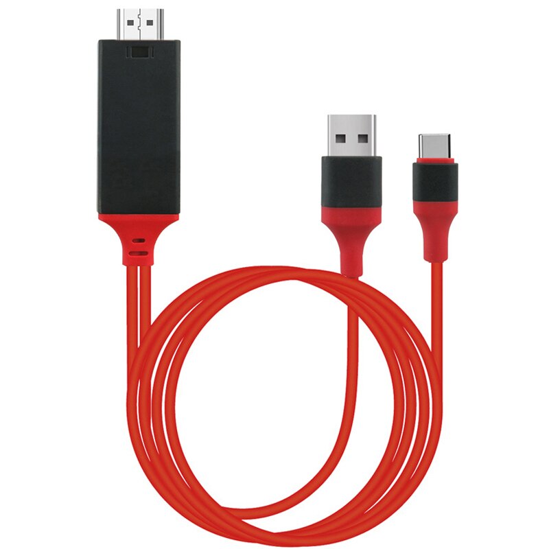 2M Type C Hdmi Kabel Telefoon Aansluiten Op Tv Adapter Hdtv Scherm Delen Link Voor Macbook Dell Asus Samsung s8 S9 + S10 + Huawei P20 P30: USB Black Red