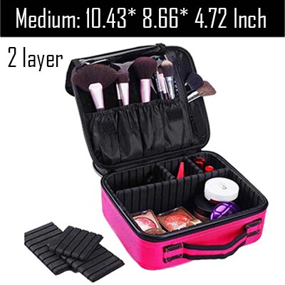HMUNII neceser para mujer, organizador de maquillaje de viaje, caja de maquillaje , bolsa de cosméticos, bolsas, estuche de belleza para artista de maquillaje: B-Red cosmetic bag