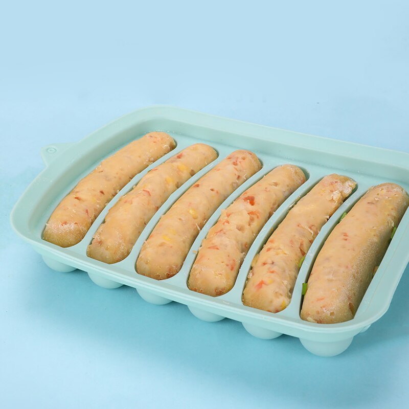6 Grid Silicone Sausage Mold Reusable Dog Makers Handmade Ham DIY Sausage Mould Home Kitchen Baking Tools Sausage Molds
