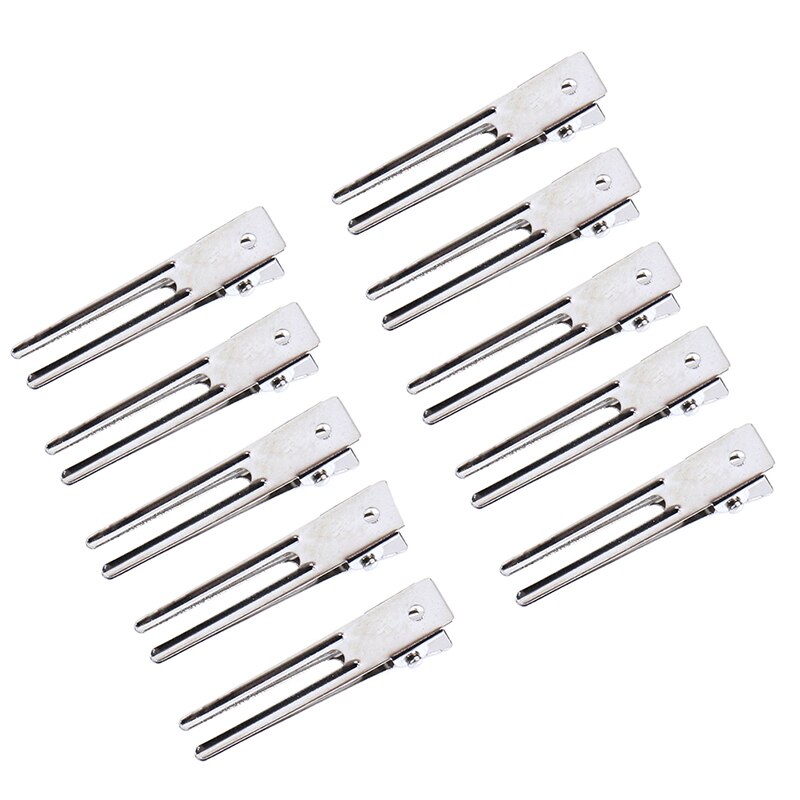 10pcs 46mm DIY Double Prong Alligator Hair Clips Flat Metal Boutique Hairpins With No Teeth For Hair Styling Accessory
