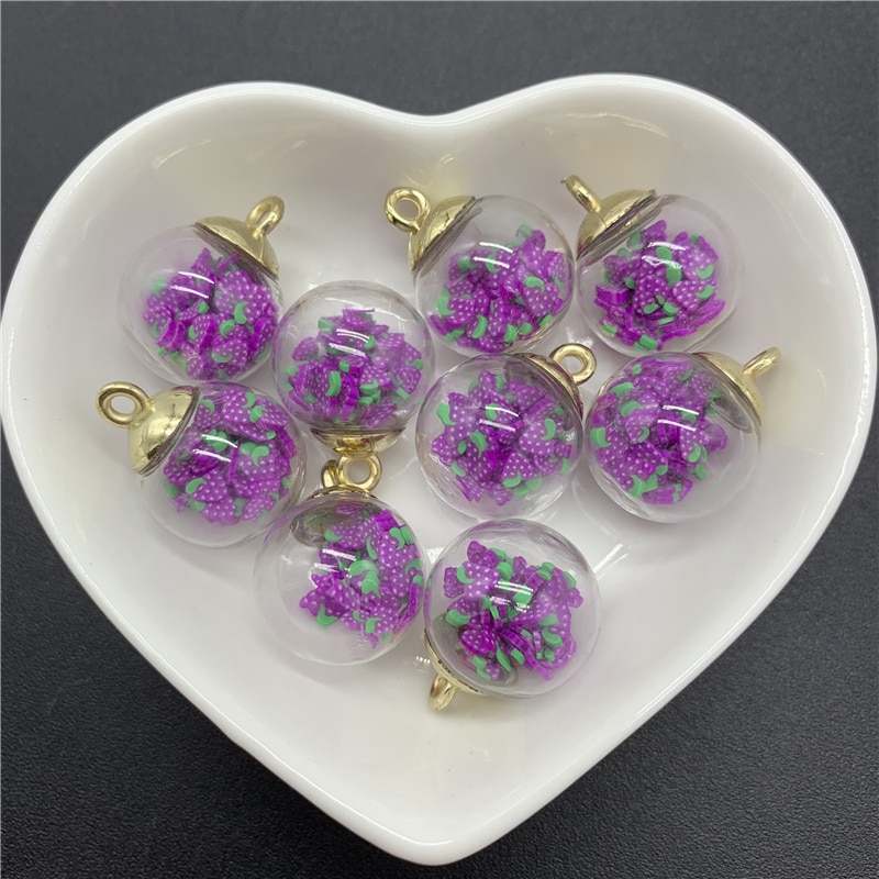 5 teile/los 16mm Mini Glas Flaschen Mit Obst Ton Charms Anhänger Perlen Für Schmuck Machen DIY Ohrring Charme: green
