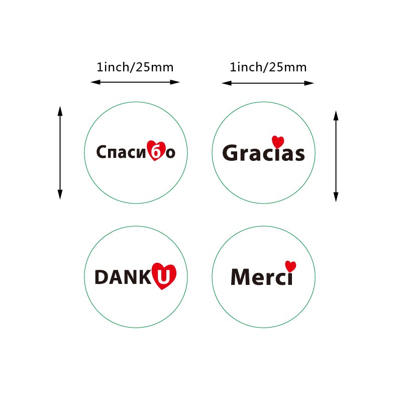 500pcs/roll Spanish Thank You Stickers Handmade Sticker Seal Labels thank you sticker