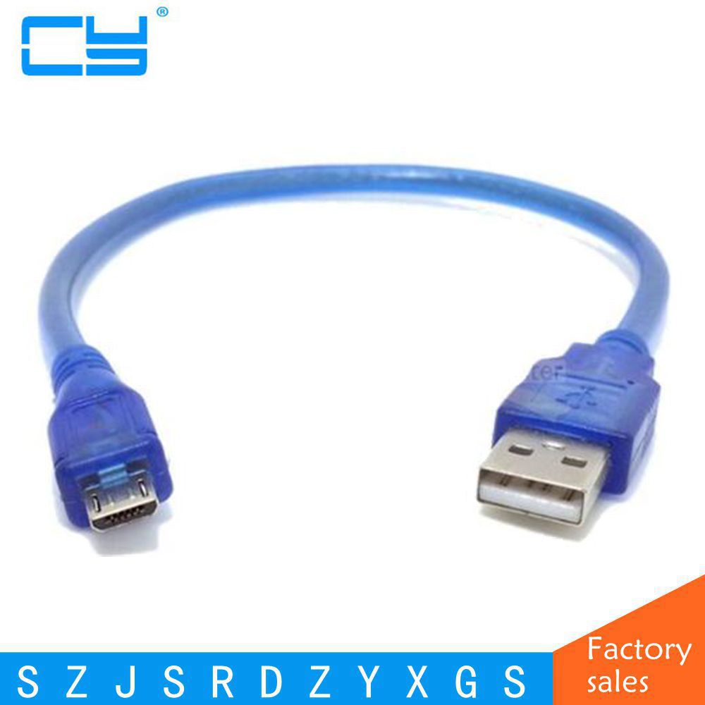 Micro USB 2.0 Data Cable USB Type A to Mirco USB 2.0 Male Dual Shielding(Foil+Braided inside) Transparent Blue