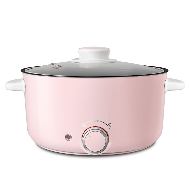 Household Pink Student Multi-purpose Electric cooker 3L Capacity Electric pot support Fried Steak Fish Hotpot Multi Cooker