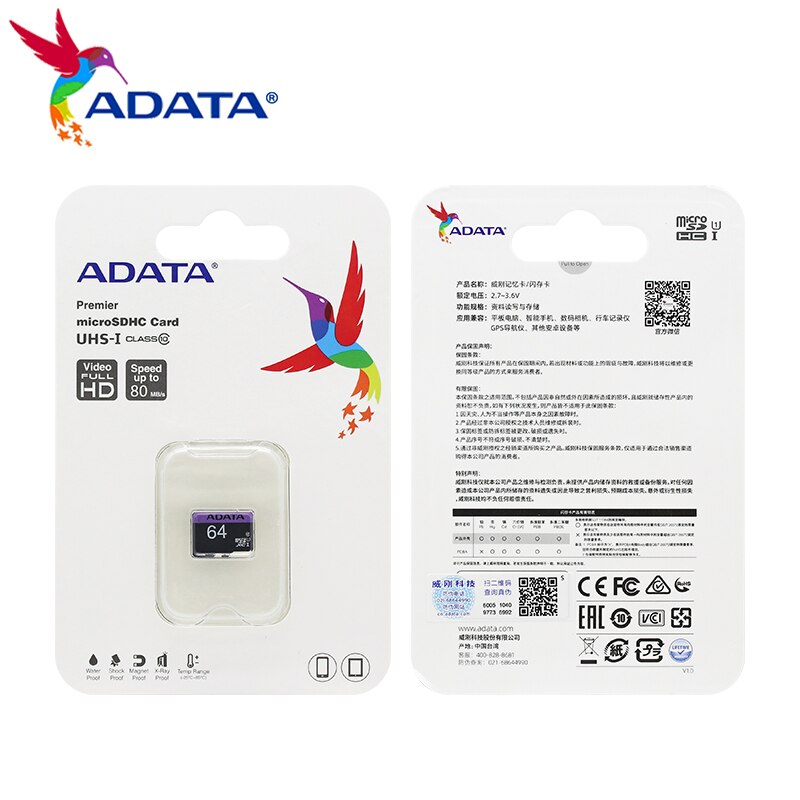 Adata Originele Geheugenkaart 64Gb High Speed Class 10 32Gb Micro Sd-kaart U1 UHS-I Tf Microsd Voor smartphone Computer Pc