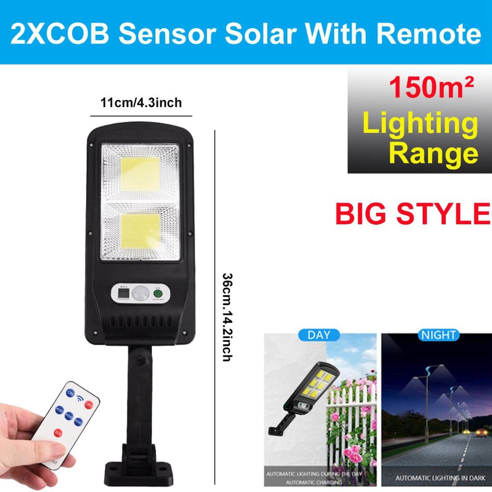 Powerful Remote Control Upgraded COB Solar Light PIR Motion Sensor IP65 Outdoor Solar Wall Street Light Waterproof Lamp: Big 2COB With RC