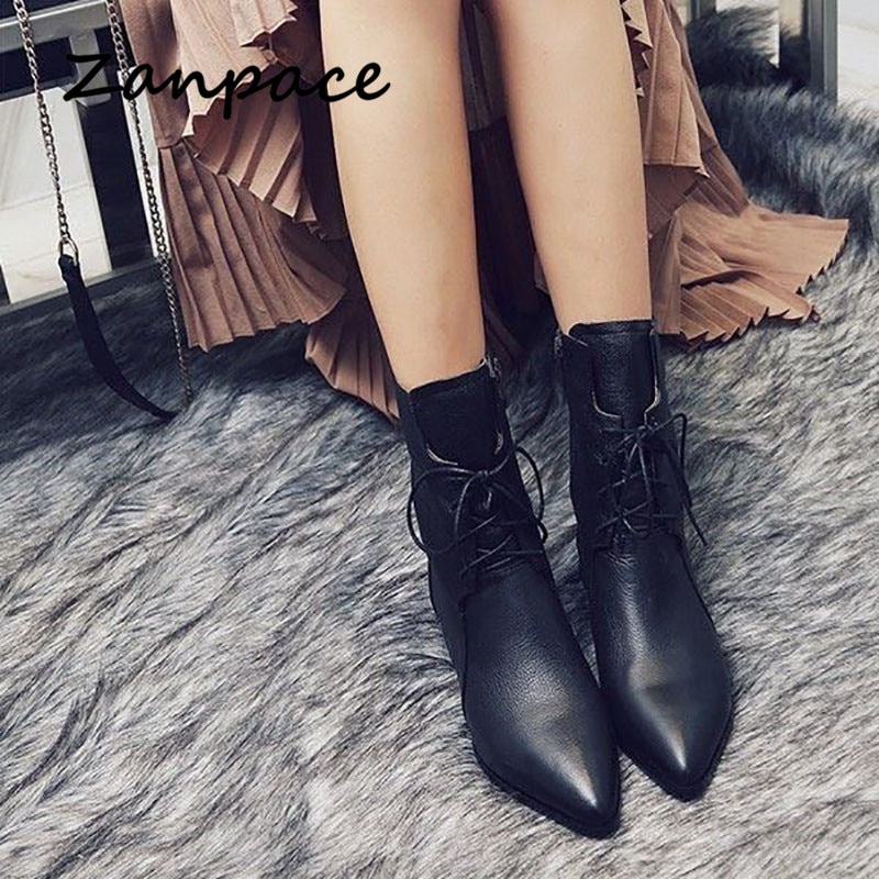 Botas de mujer de punta puntiaguda, botines de felpa verde, botas de invierno cálidas para mujer, botas de cuero con cremallera metálica y tacón alto para otoño.