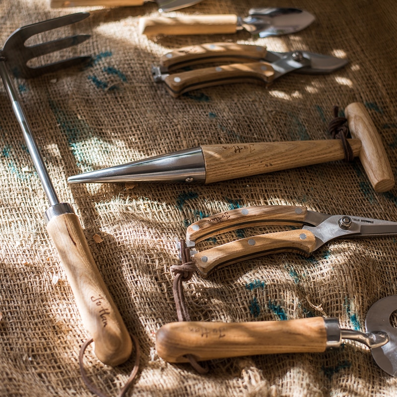 Garden tools stainless steel spade ash handle round spade point three-claw pick pruning shears garden plant tools