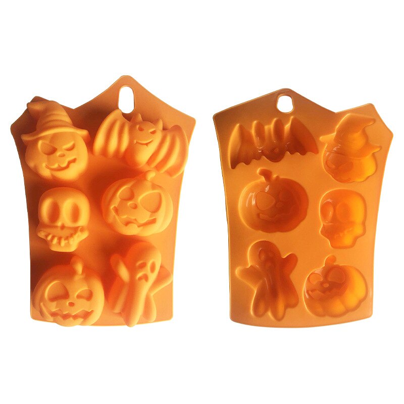 3D Halloween Style Silicone Cake Mold 6 Cavities Pumpkin Ghost Bat Shape Cookies Chocolate Molds DIY Cake Baking Tools