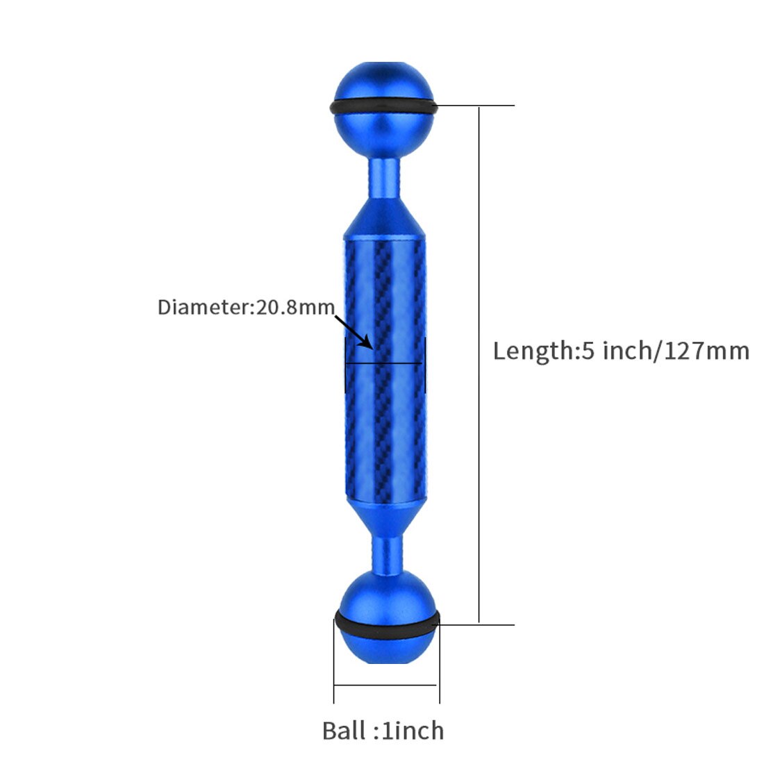 Diving Fotografia In Fibra di Carbonio Doppia Testa A Sfera Galleggiante Salvagente Braccio Della Macchina Fotografica Subacquea Kit Vassoio Ultralight 5/6/7 /8/9/10/11/12 Pollici: 5 inch Blue