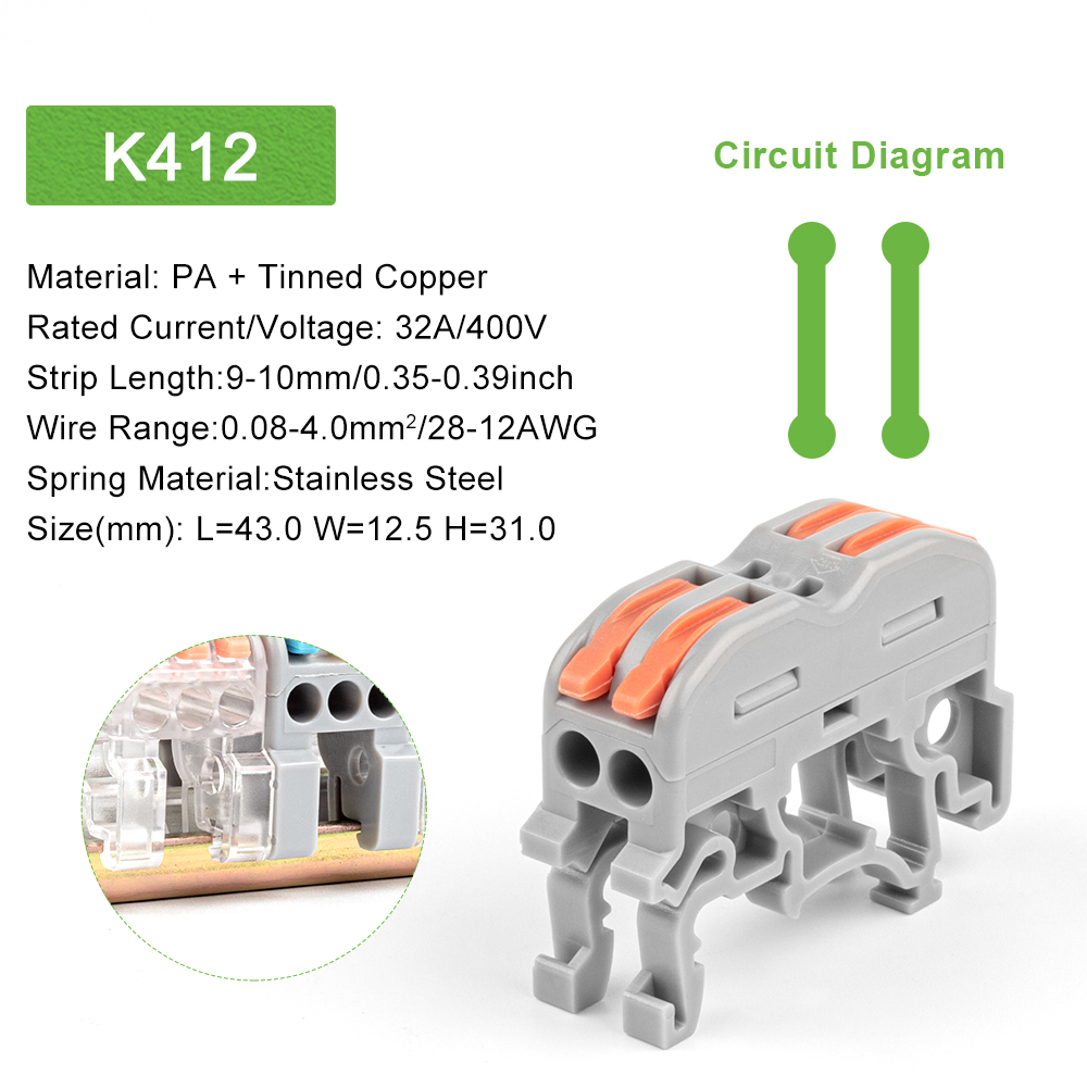 Din Rail Draad Connector Snelle Universele Compacte Elektrische Kabel Led Licht Lamp Conector Geleider Terminal Blok 2/3pin: Lavendel