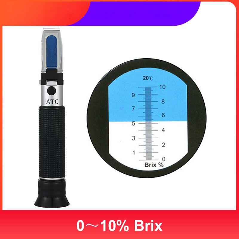 Booyah-refractómetro Brix de alta precisión, prueba de contenido de azúcar, Prisma de mano, instrumentos ópticos, instrumento de medición de azúcar, 0-20%: 0-10