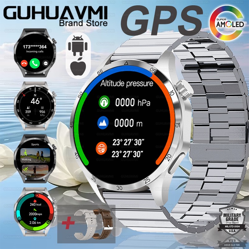 2025 tendências da moda novo gps relógio inteligente masculino freqüência cardíaca amoled nfc ip68 à prova dip68 água relógios esportivos bluetooth chamada twatch para huawei: MULTI