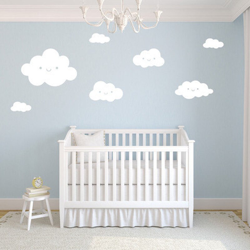 Hvide skyer wallstickers baby tapet boligindretning til børneværelse dekorativ baby soveværelse børneværelse tegneserie sødt klistermærke