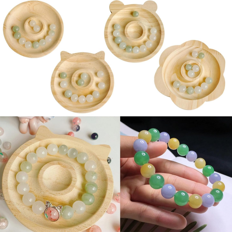 Naturlig træplade plade perlebakke smykker måleværktøj håndværk armbåndsstativ butik displayplade til bord perlearbejde tr