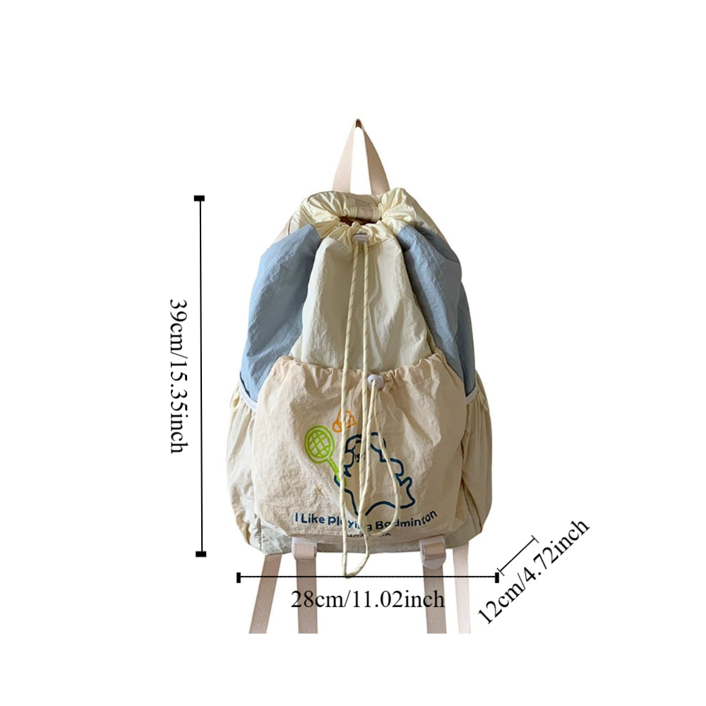 Cartoon Puppy Sport Racket Storage Backpack Lightweight Nylon Fitness Shoulder Bag Badminton Tennis Drawstring Fitness Bag