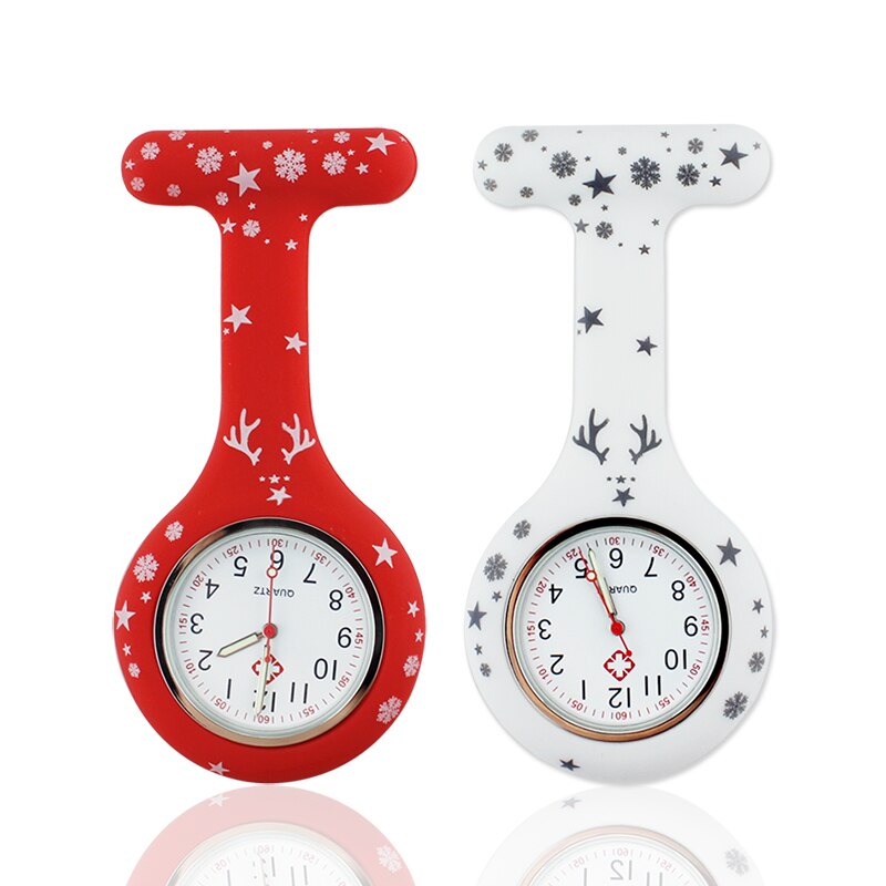 Frohe Weihnachten Krankenschwester Uhr Digital Silikon Medizinische Uhr Anhänger Quarz Brosche Arzt Uhr mit Clip