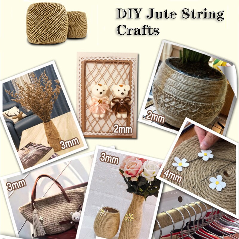 5Meter Natuurlijke Jute Lint Ambachten Touw String DIY Bruiloft Jute Koord Touw Vintage Jute Wrap Naaien Party Woonaccessoires