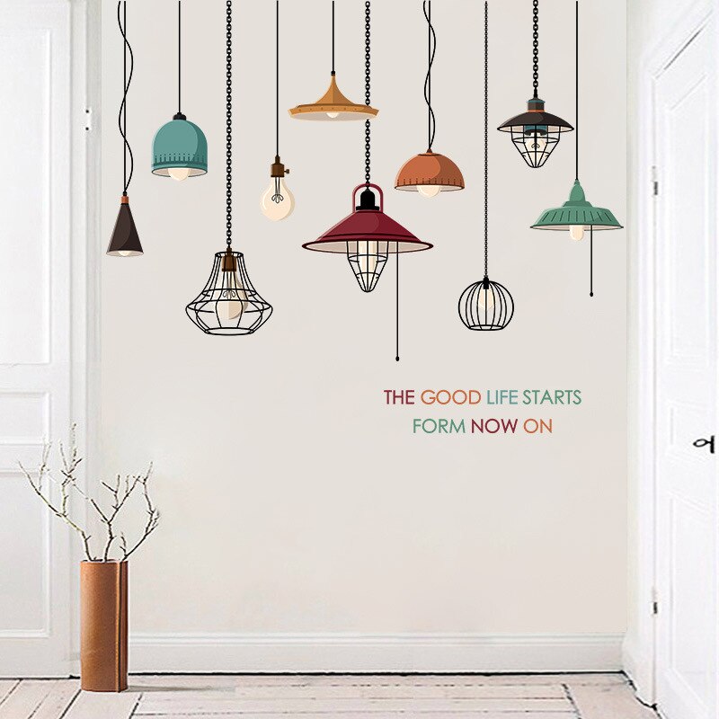 Lysekrone væg klistermærker til soveværelse stue spisestue køkken boligindretning hængende lampe vinyl vægmalerier vægmalerier