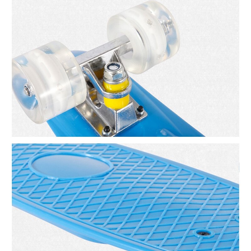 22in Four Wheel Mini Longboard Street Balance Skateboard with LED Flash Wheel Skateboard Retro Children Skateboard