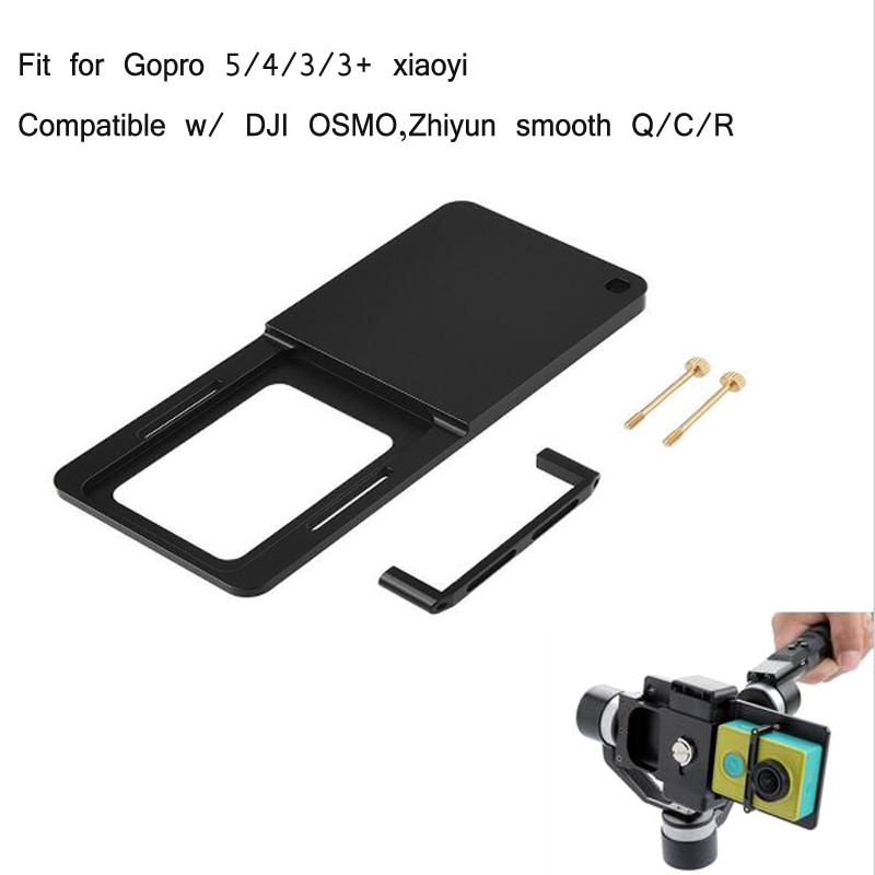 Adaptador estabilizador de cardán de mano para cámara GoPro Hero 4 3 + Yi 4k, placa de montaje intercambiadora para DJI Osmo Mobile Zhiyun Smooth Q