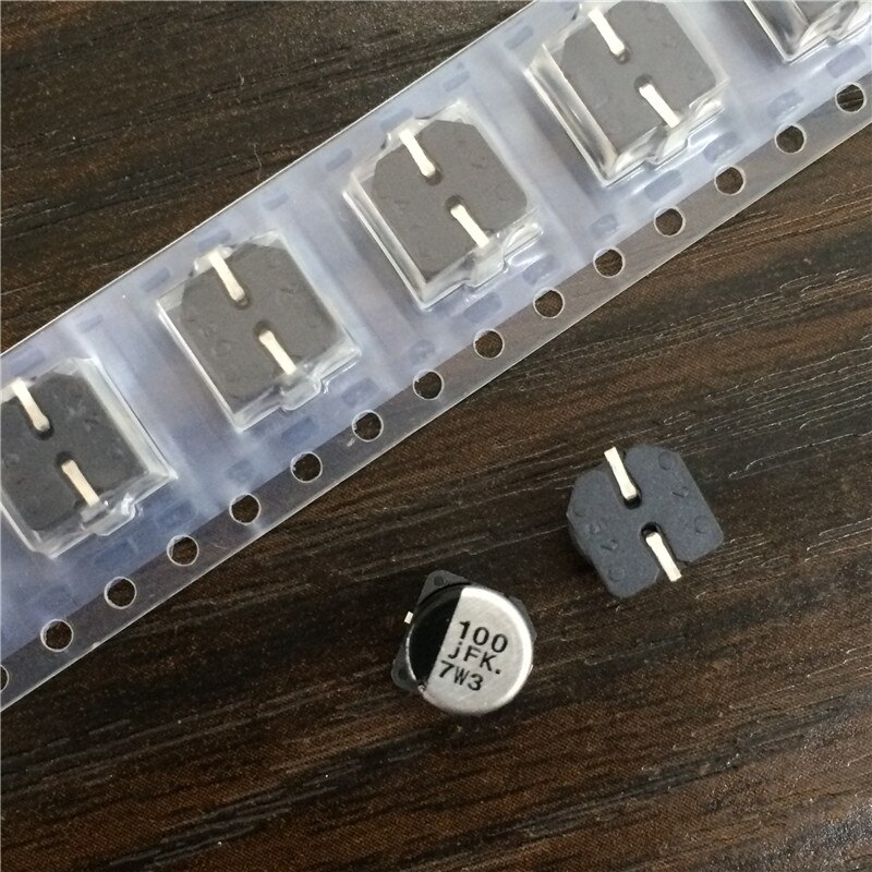 50 Uds 100uF 6,3 V Serie FK 6,3x5,8mm baja ESR 6.3V100uF Chip SMD de tipo condensador electrolítico de aluminio