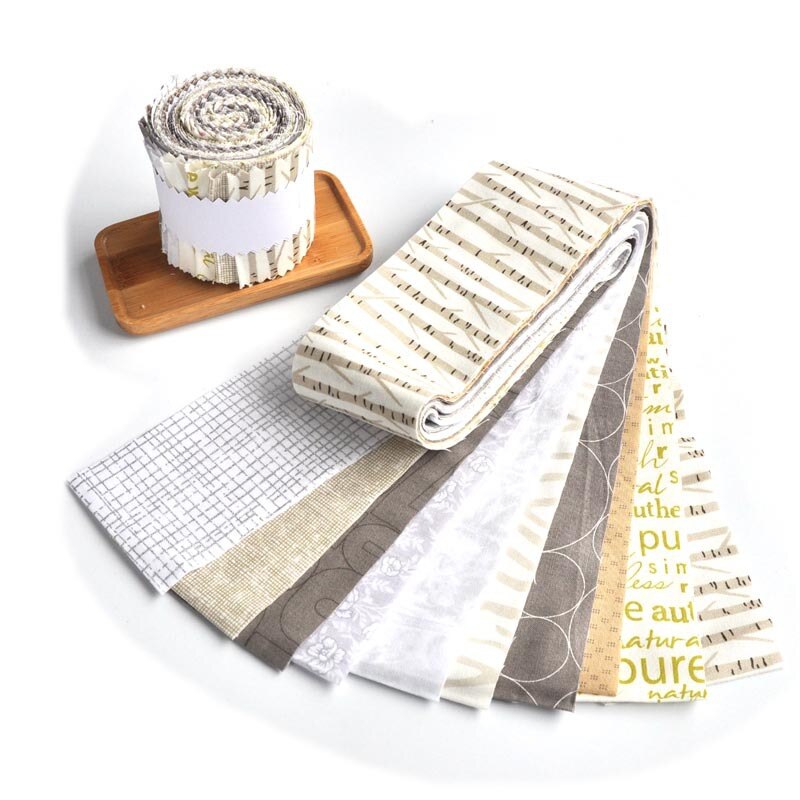10 stk/rull jelly roll stoff jelly roll stoff strip jelly roll stoff strips quilting stoff rull jelly roll strip 6.2 x 110cm: Kremhvit