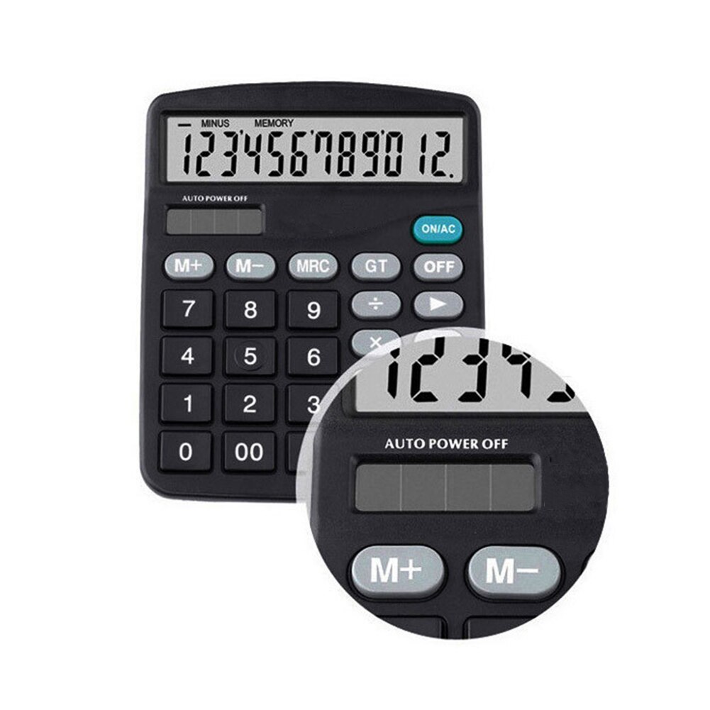 12-Digit Office Finance Calculator Calculate Commercial Tool Solar Battery Basic Electronic Calculator Solar Battery Dual Power